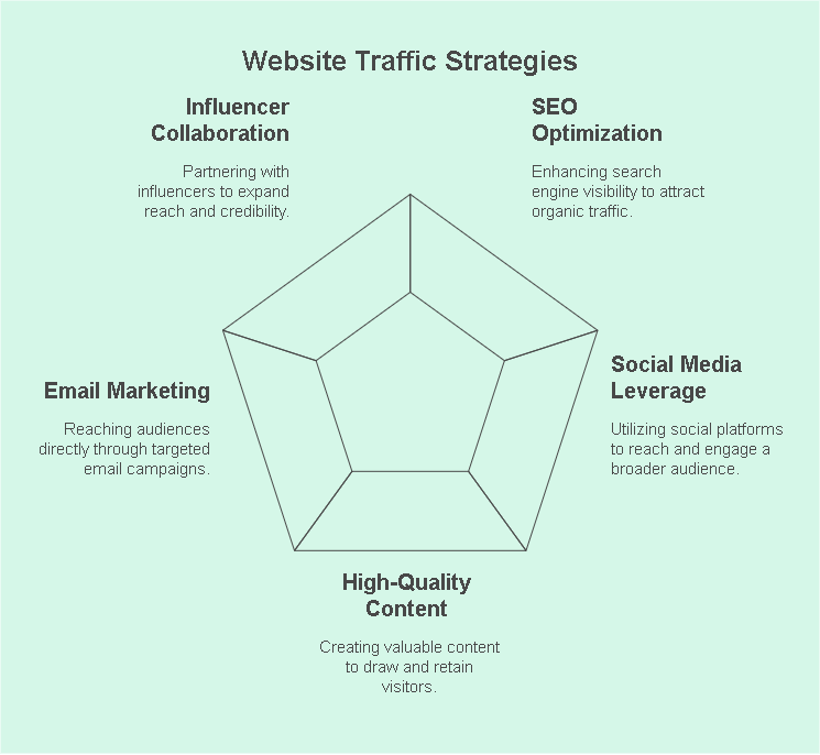 a infographic diagram of a website traffic strategies