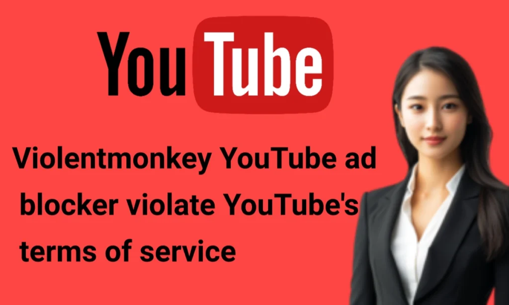 Violentmonkey browser extension managing user scripts for YouTube, emphasizing script customization and ad-blocking options.